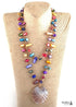 Boho Necklace, RH Pink Rose Crystal Shell